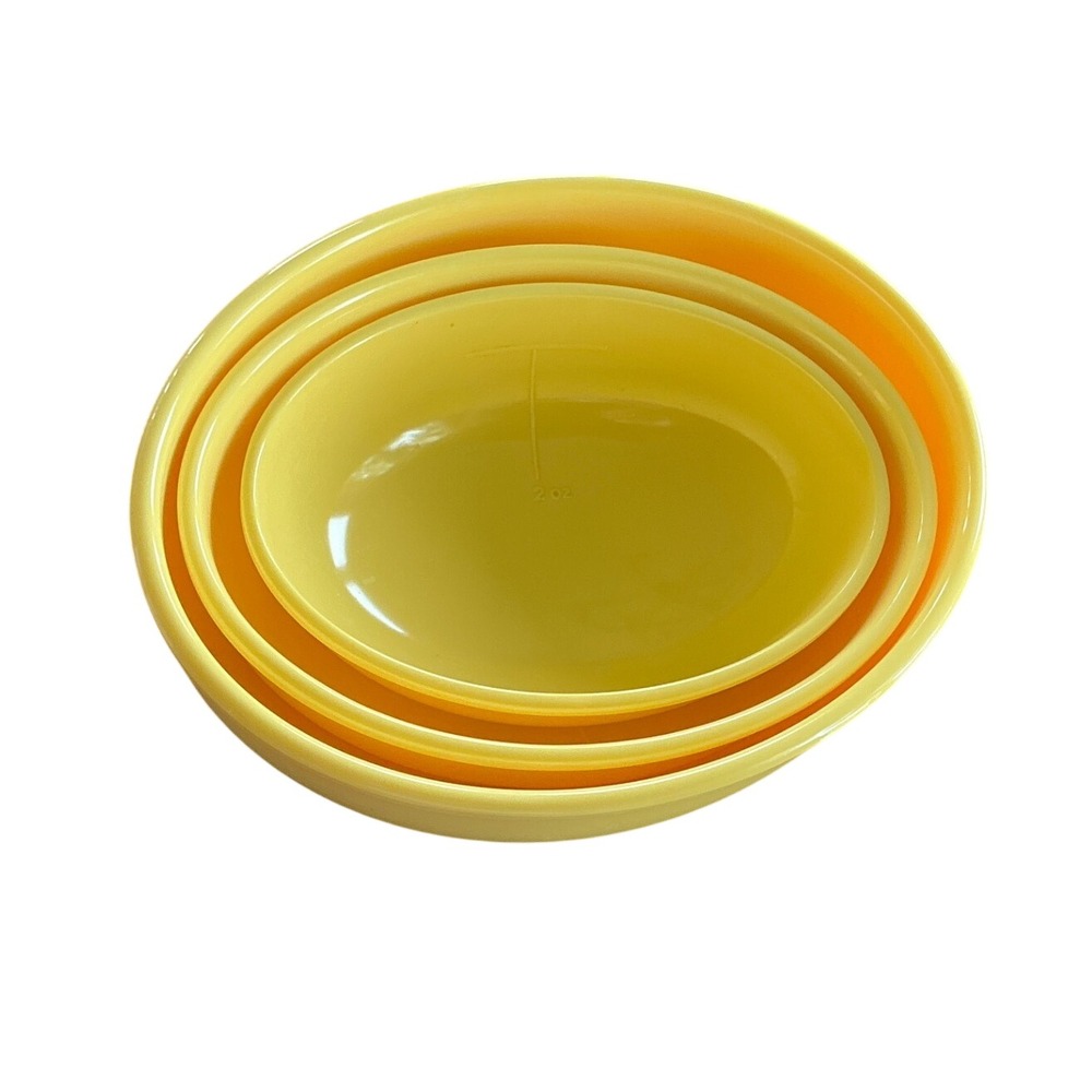 Hutzler Y2K Nesting Bowls Oval Melamine Yellow Set of 3 Retro Kitchen Small